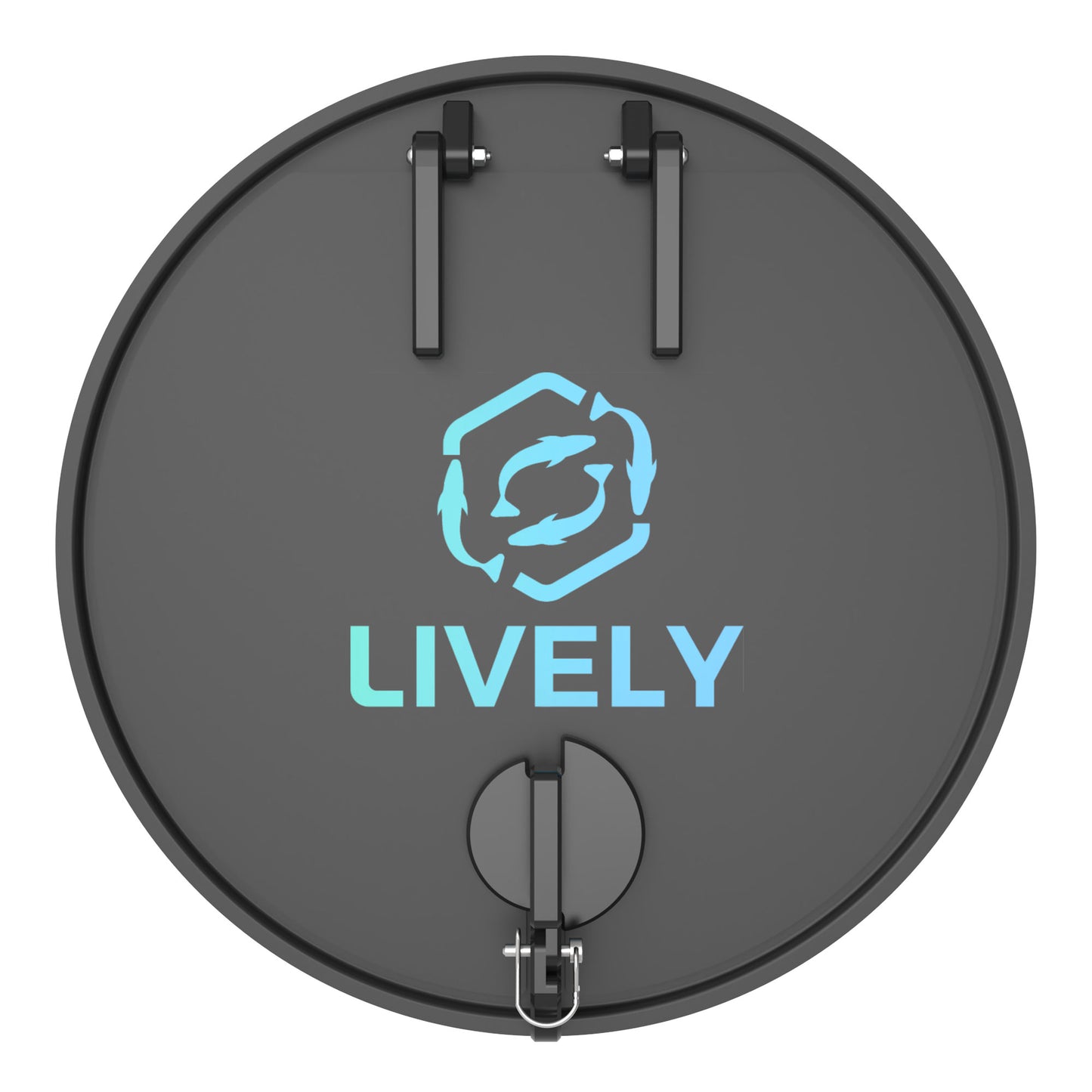 LIVELY LBP18 Floating Bait Pen – Overhead View Displaying Secure Lid, Hinge System, and Locking Latch Mechanism.