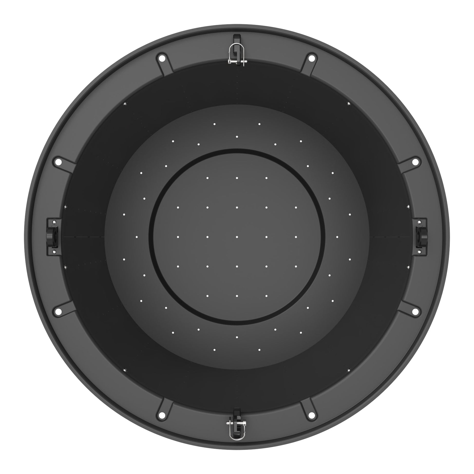 LIVELY LBP36R Floating Bait Pen – Top View with Lid Removed, Showing Interior and Water Flow Holes.