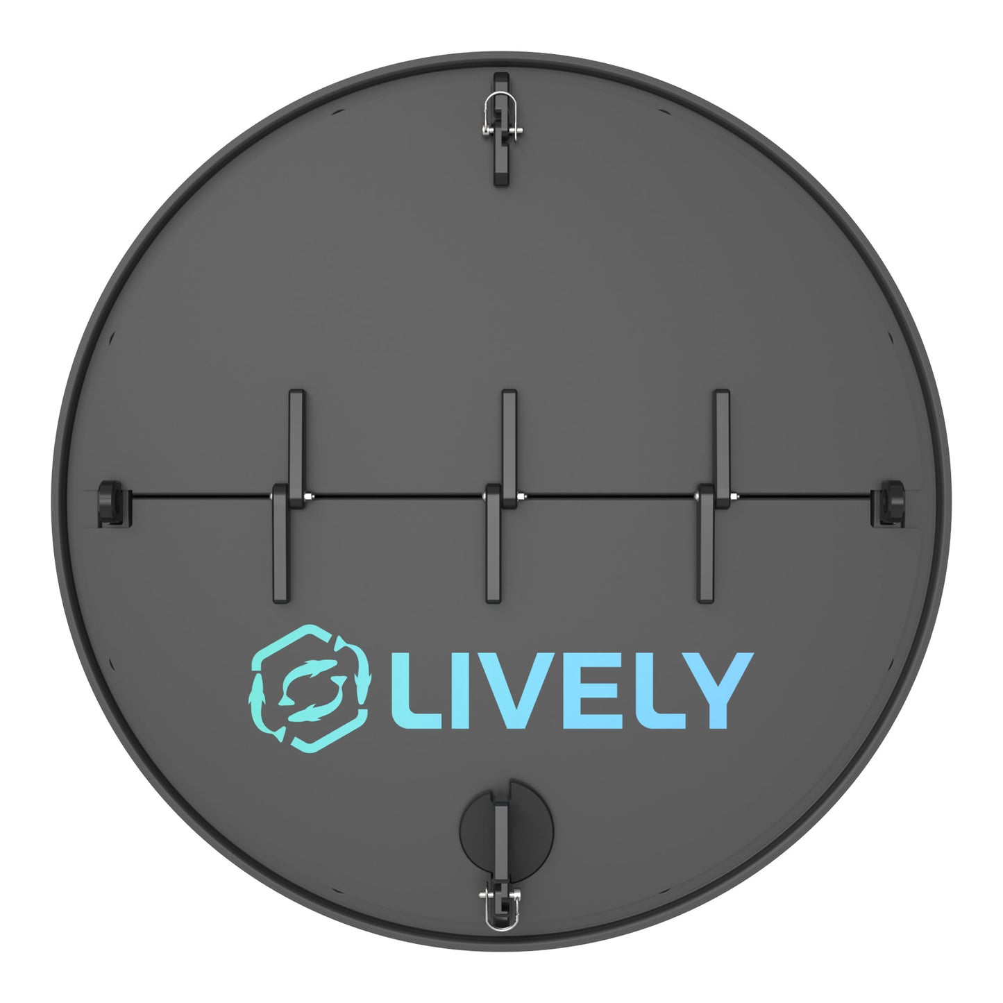 LIVELY LBP36R Floating Bait Pen – Overhead View Displaying Secure Lid, Hinge System, and Locking Latch Mechanism.