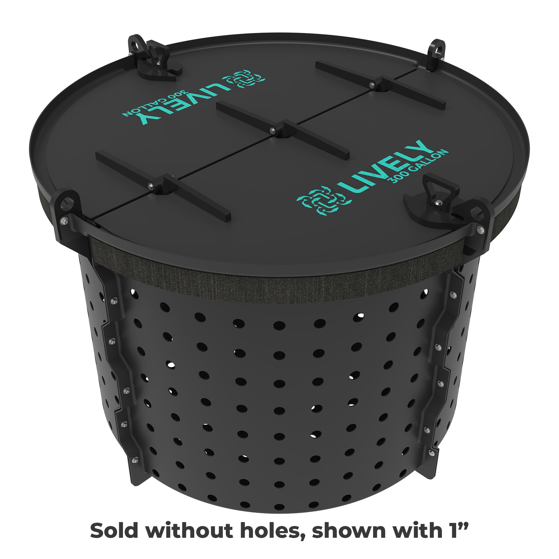 LIVELY LBP300 Floating Bait Pen β Reference Image Showing 1-Inch Hole Size for Custom Drilling.
