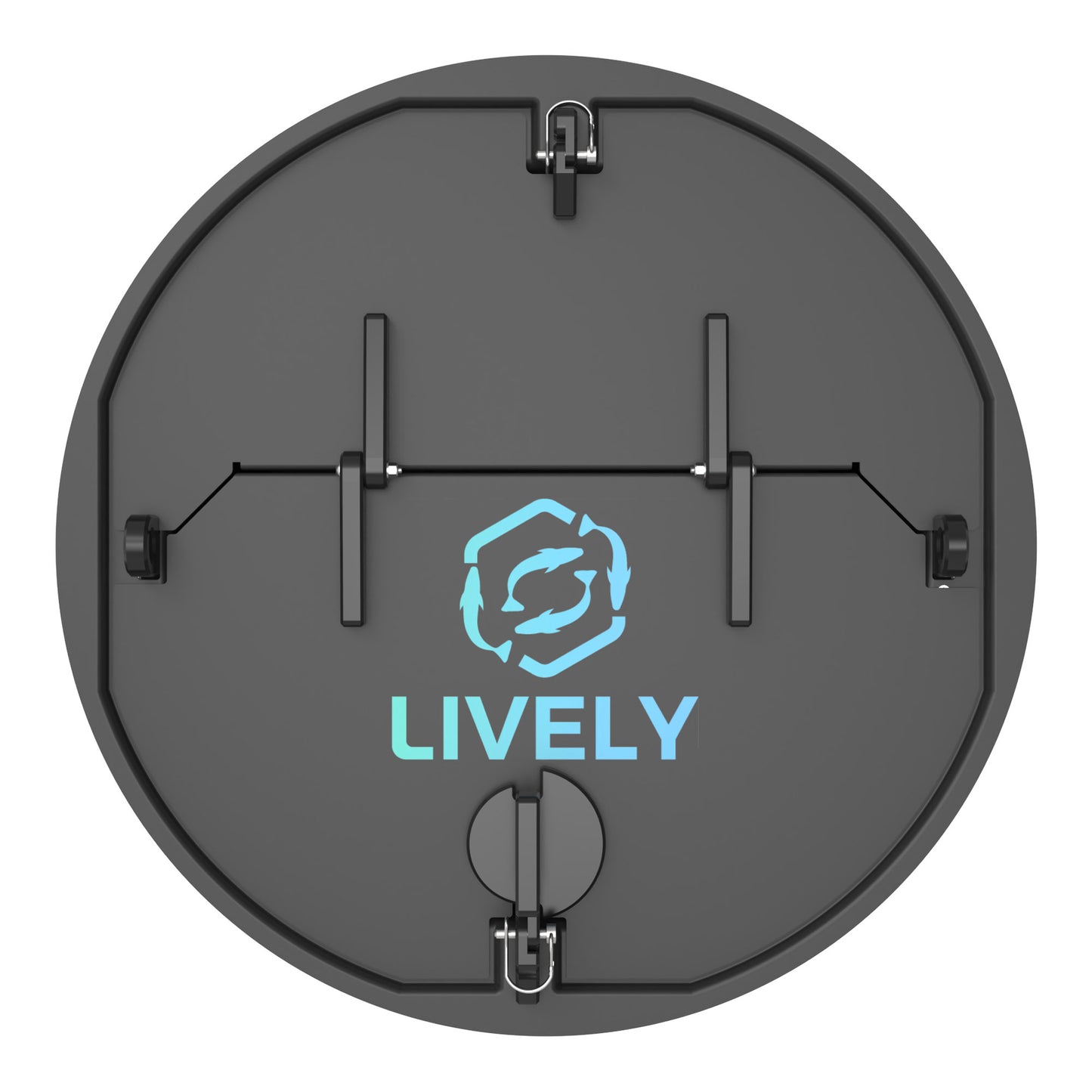 LIVELY LBP24R Floating Bait Pen – Overhead View Displaying Secure Lid, Hinge System, and Locking Latch Mechanism.