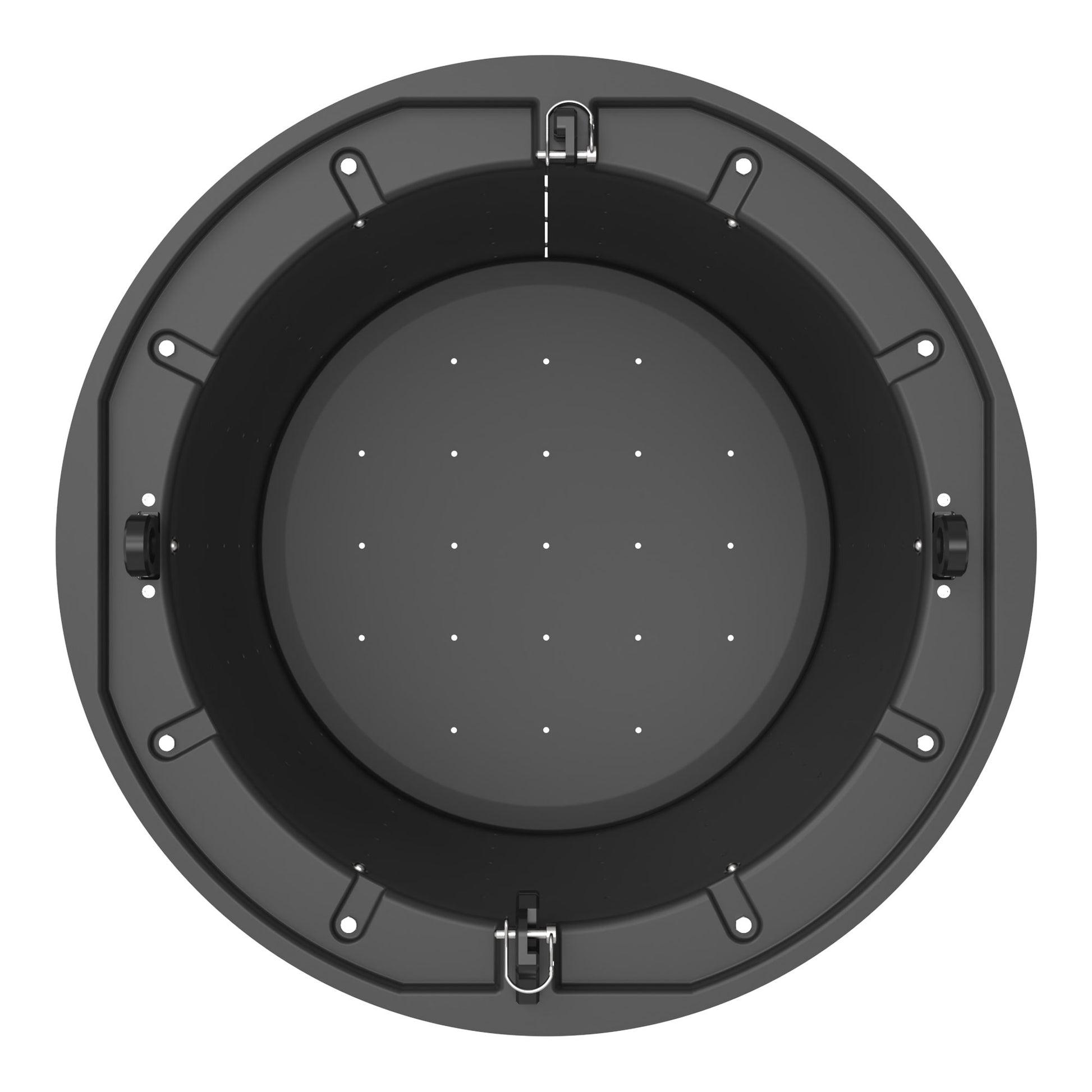LIVELY LBP24R Floating Bait Pen – Top View with Lid Removed, Showing Interior and Water Flow Holes.