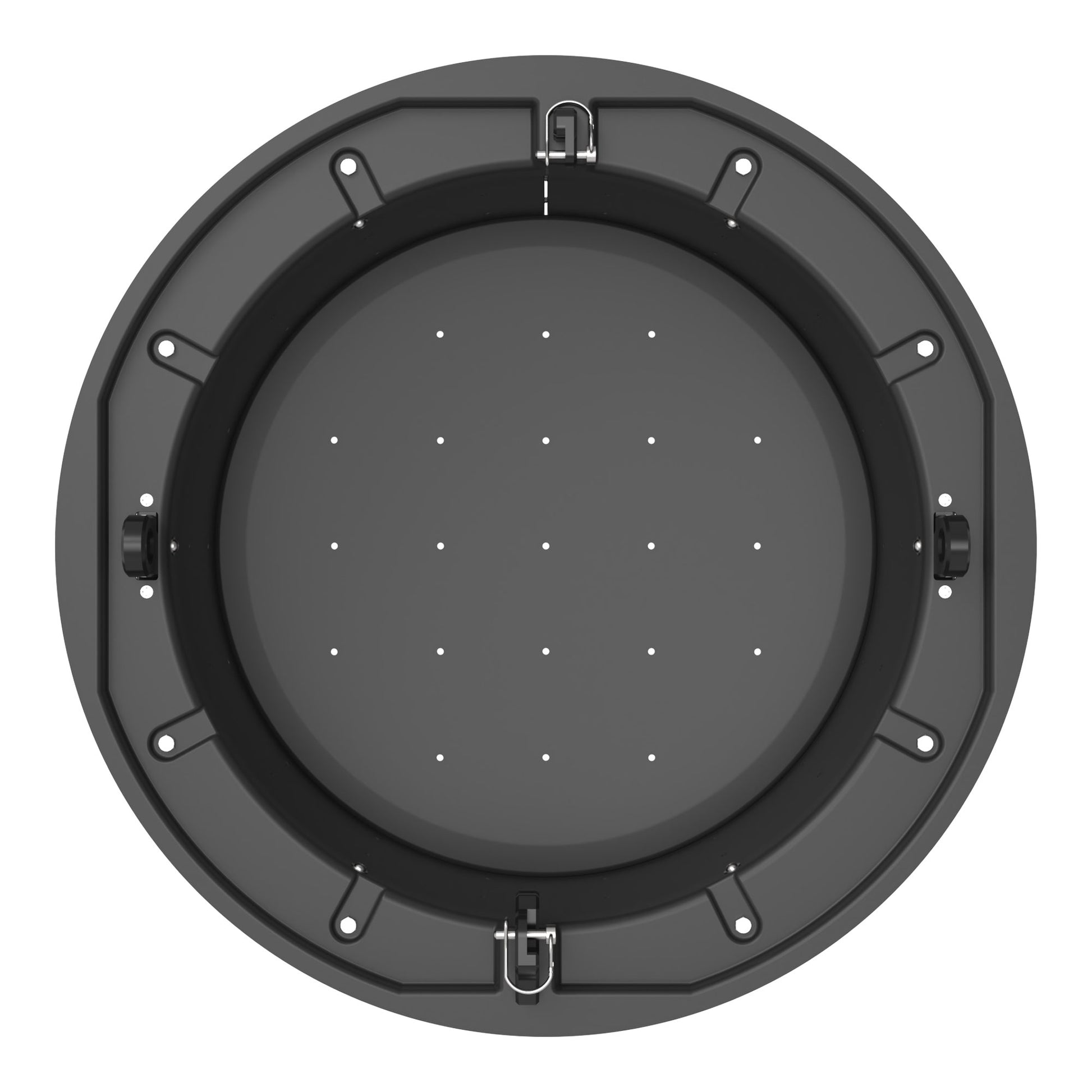 LIVELY LBP24S Floating Bait Pen – Top View with Lid Removed, Showing Interior and Water Flow Holes.
