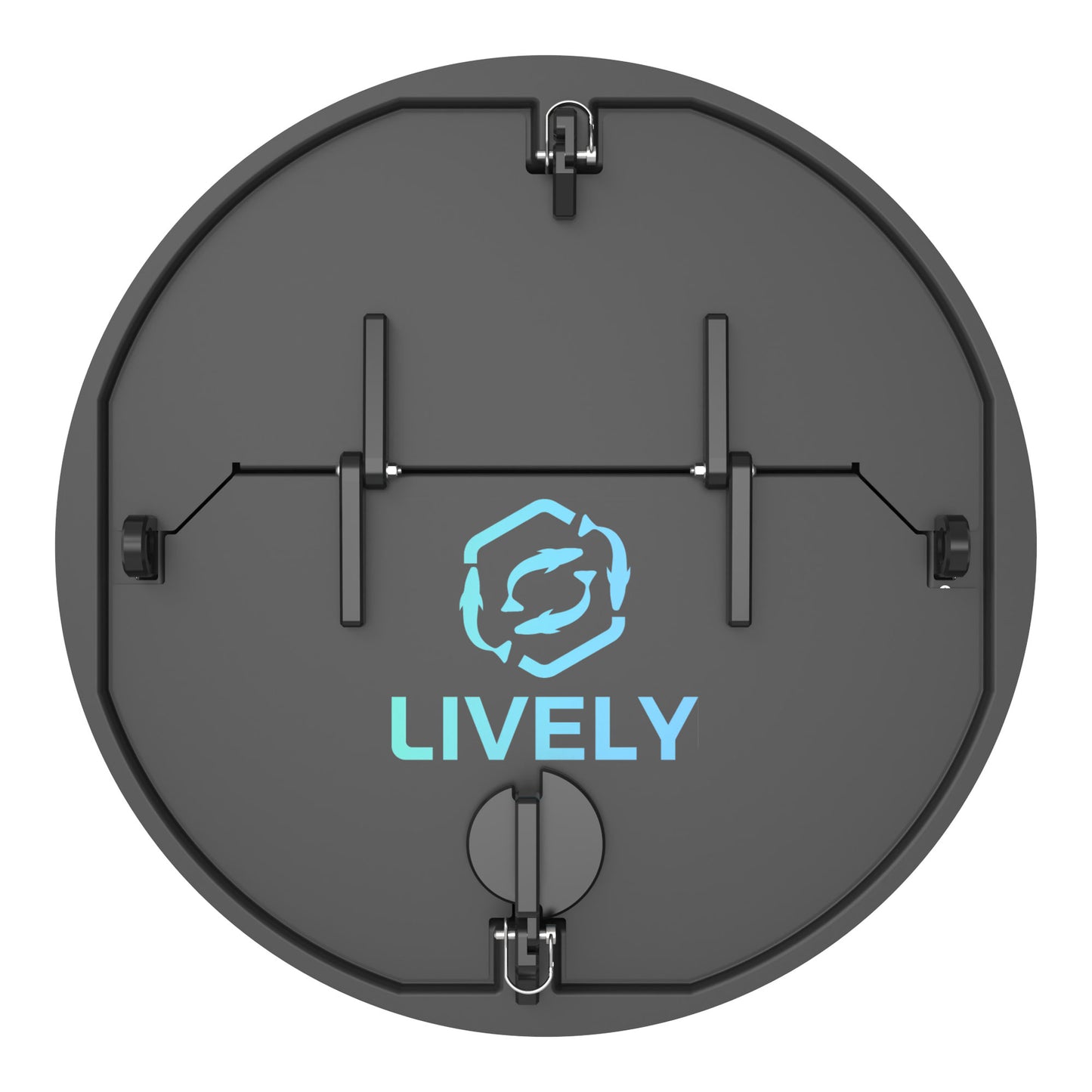 LIVELY LBP24S Floating Bait Pen – Overhead View Displaying Secure Lid, Hinge System, and Locking Latch Mechanism.