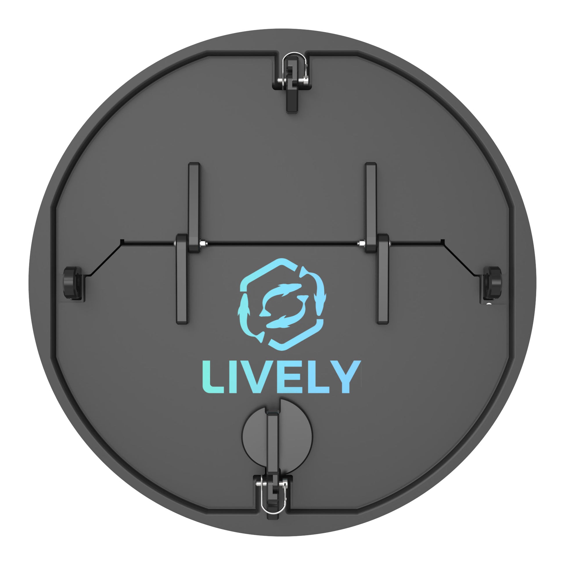LIVELY LBP24S Floating Bait Pen – Overhead View Displaying Secure Lid, Hinge System, and Locking Latch Mechanism.