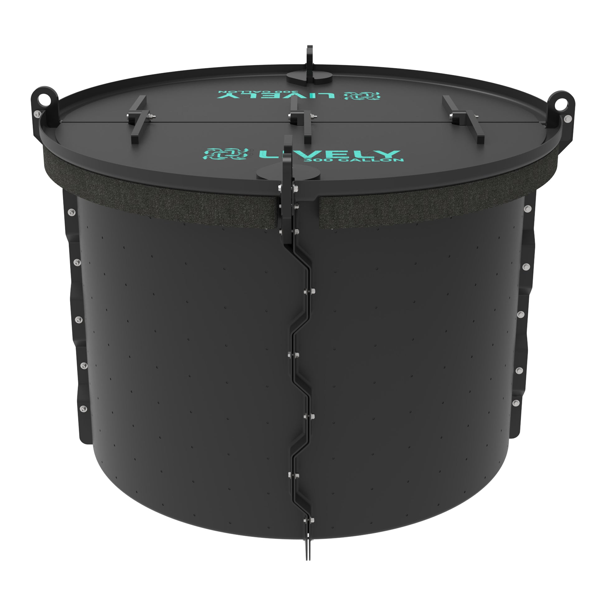 LIVELY LBP300 Floating Bait Pen – Front View Displaying Secure Locking Lid, Heavy-Duty Latch, and Customization Drill Points.