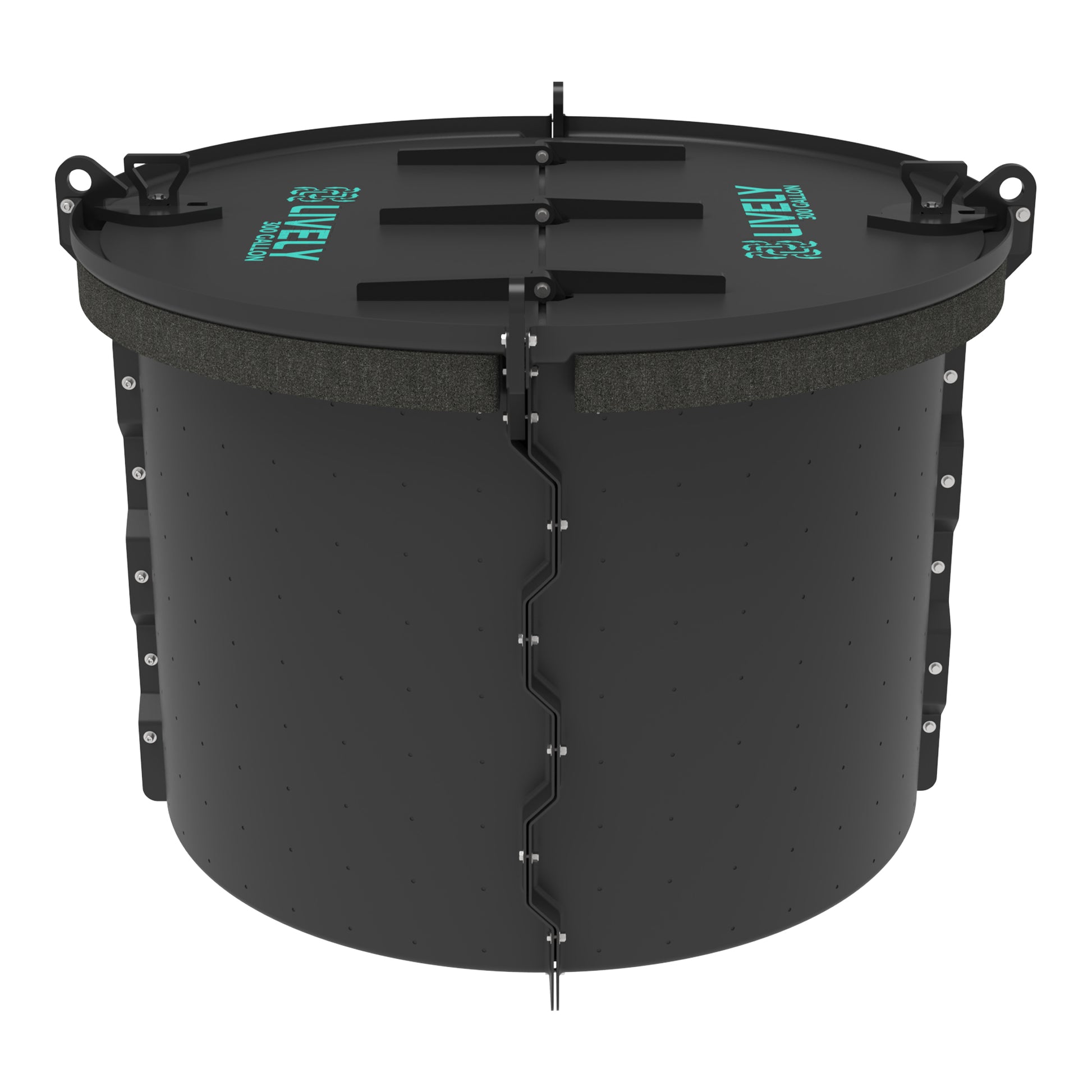 LIVELY LBP300 Floating Bait Pen – Side View Highlighting Reinforced Structure and Customizable Drill Points for Water Flow.