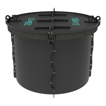 LIVELY LBP300 Floating Bait Pen – Side View Highlighting Reinforced Structure and Customizable Drill Points for Water Flow.