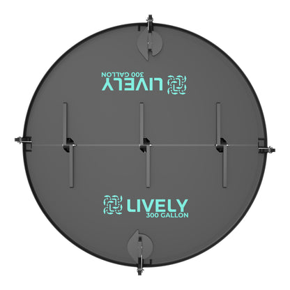LIVELY LBP300 Floating Bait Pen – Overhead View Featuring Secure Lid, Hinge System, and Heavy-Duty Latch Mechanism.